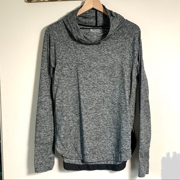 Athleta Uptempo Hoodie sweatshirt l/s space dye gray M thumbhole Quick dry - Picture 1 of 14